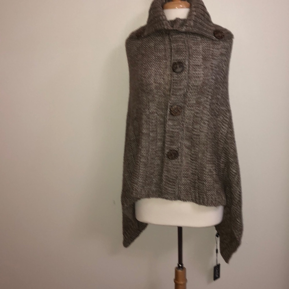 🔵Brown sweater oatmeal Large deco collar NWT